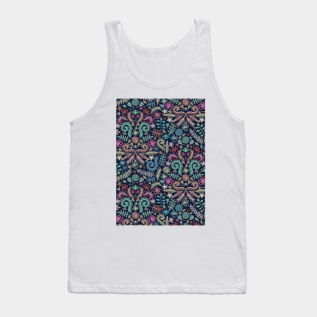 Colored Chalk Floral Doodle Pattern Tank Top by micklyn